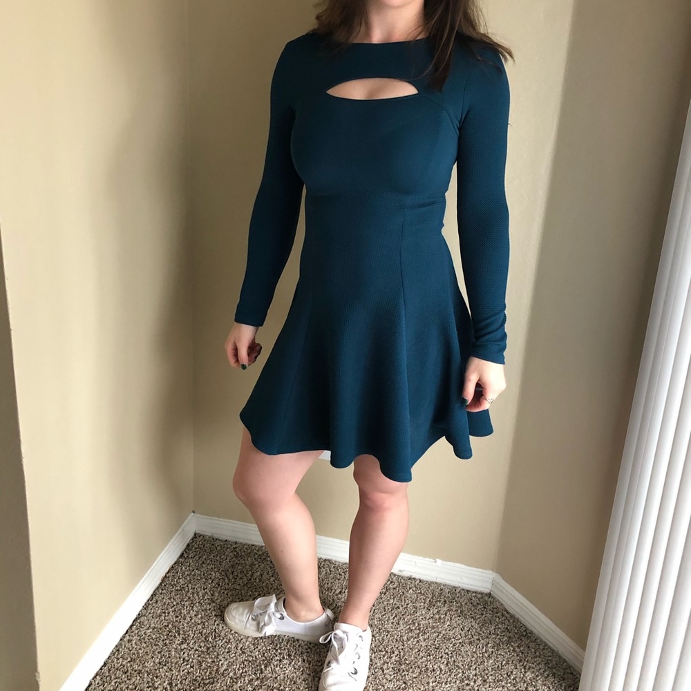 Teal long sleeve dress